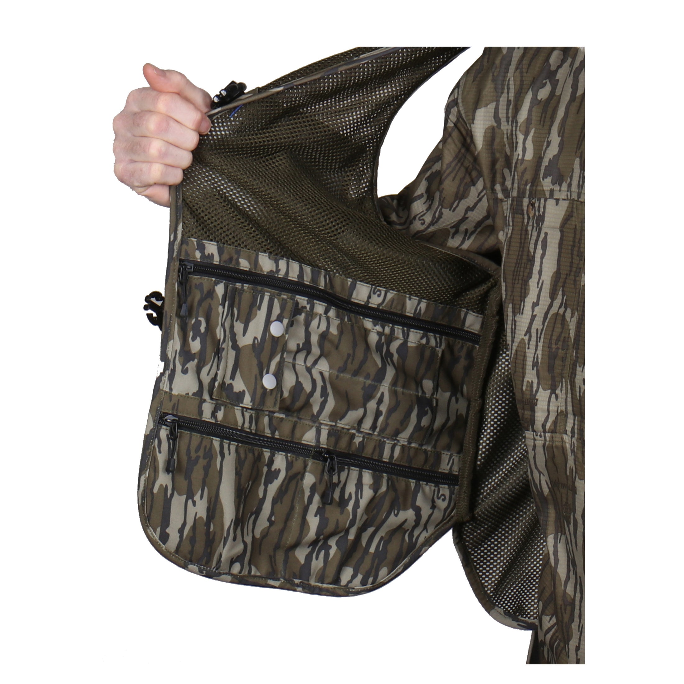 Gamekeeper Turkey Vest inside right (mossy oak original bottomland)