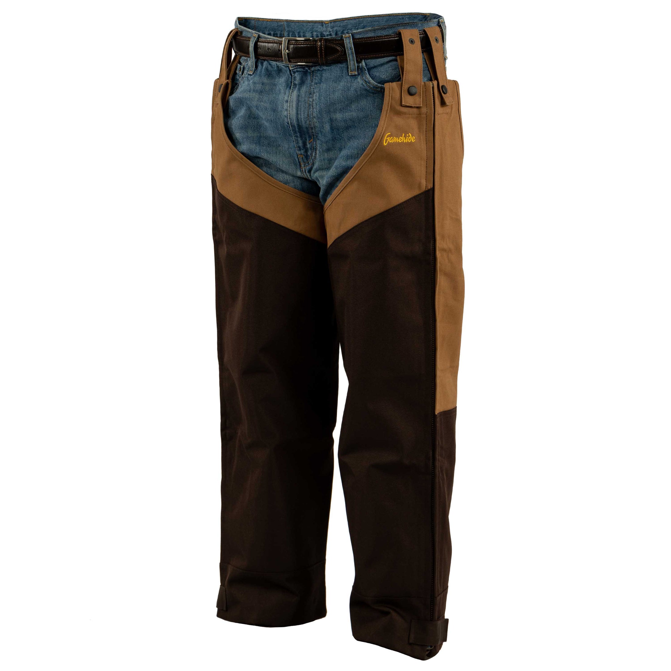 gamehide Heavy Duty Upland Chap front (Marsh Brown)