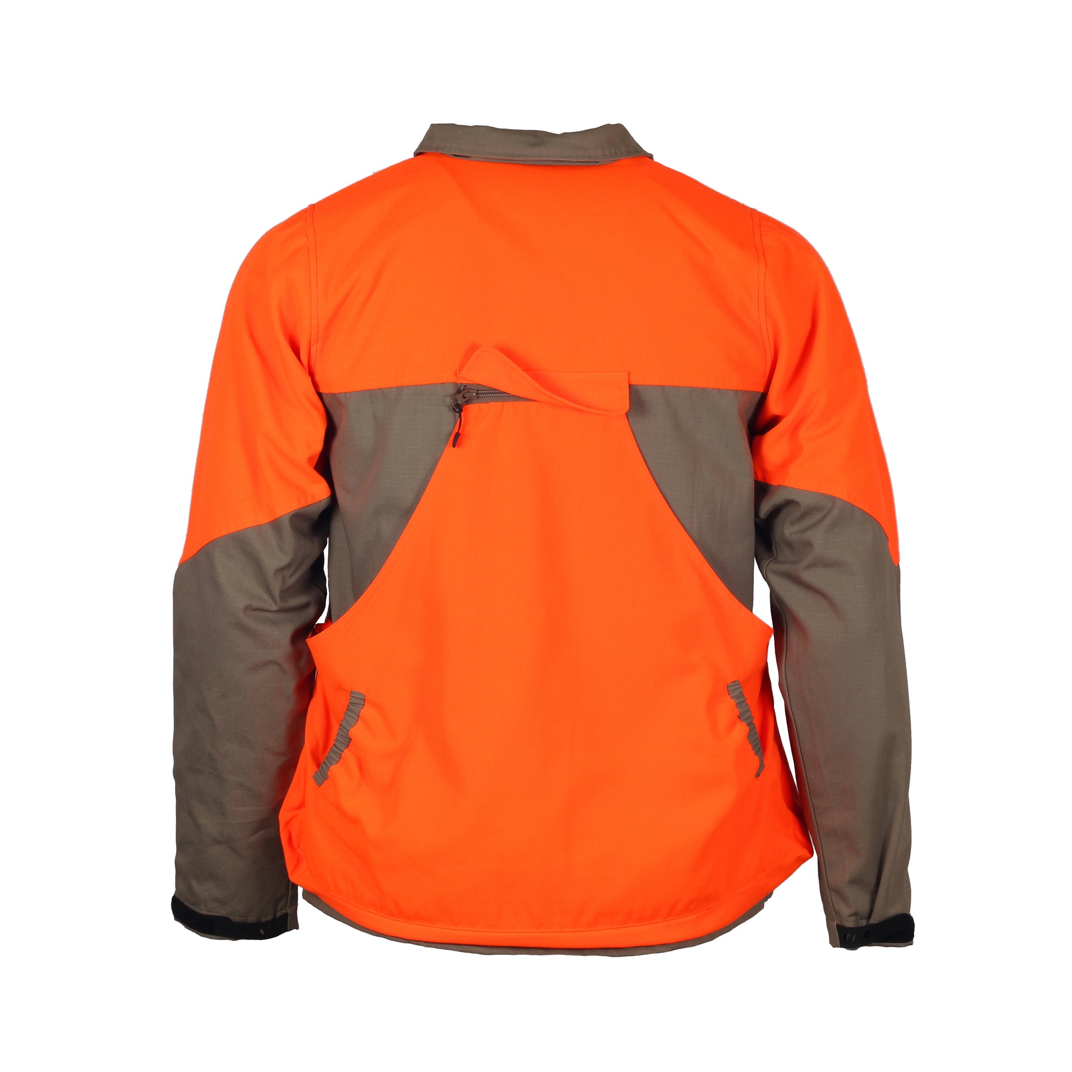 gamehide shelterbelt jacket front view (khaki/blaze orange)