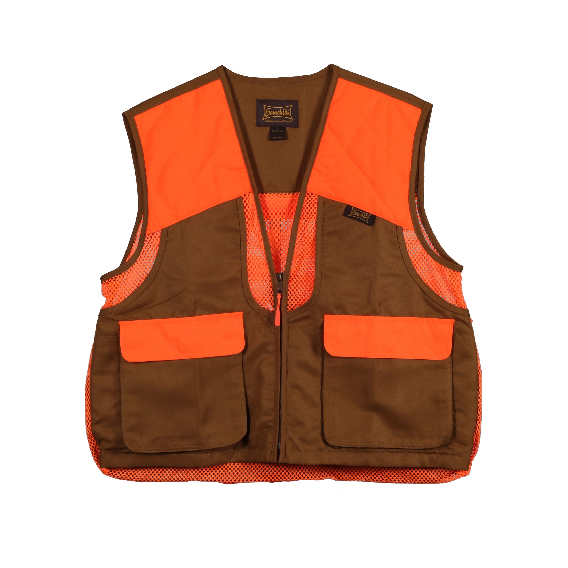 gamehide Quail Vest front (marsh brown/orange)