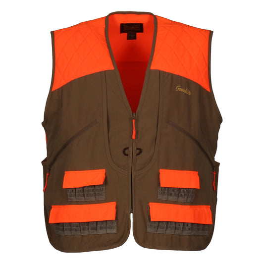gamehide Pheasant Vest front (marsh brown/blaze orange)