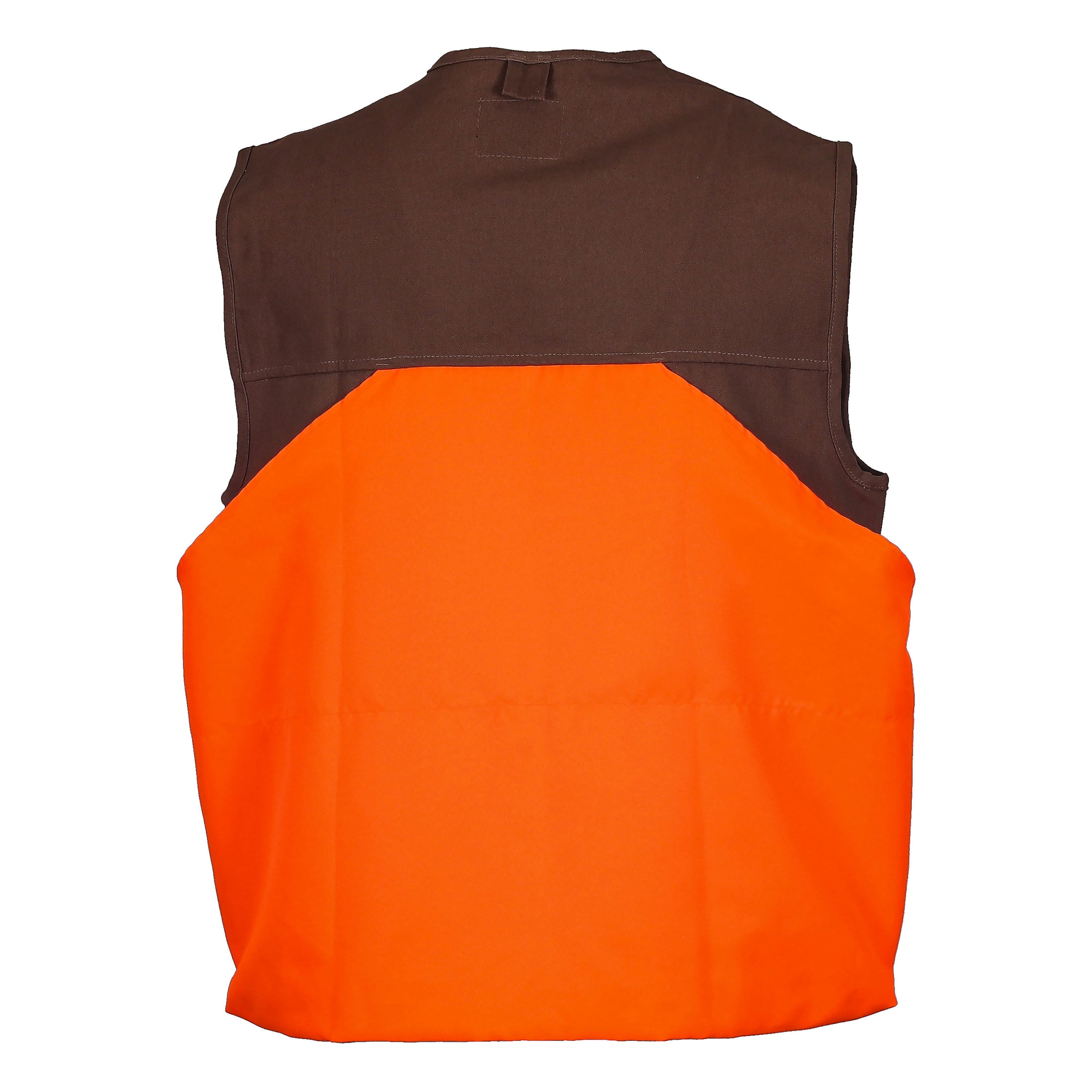 Briar Proof Upland Hunting Vest back (dark brown/blaze orange)