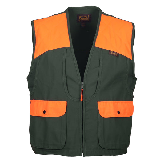 Briar Proof Upland Hunting Vest front (marsh brown/blaze orange)
