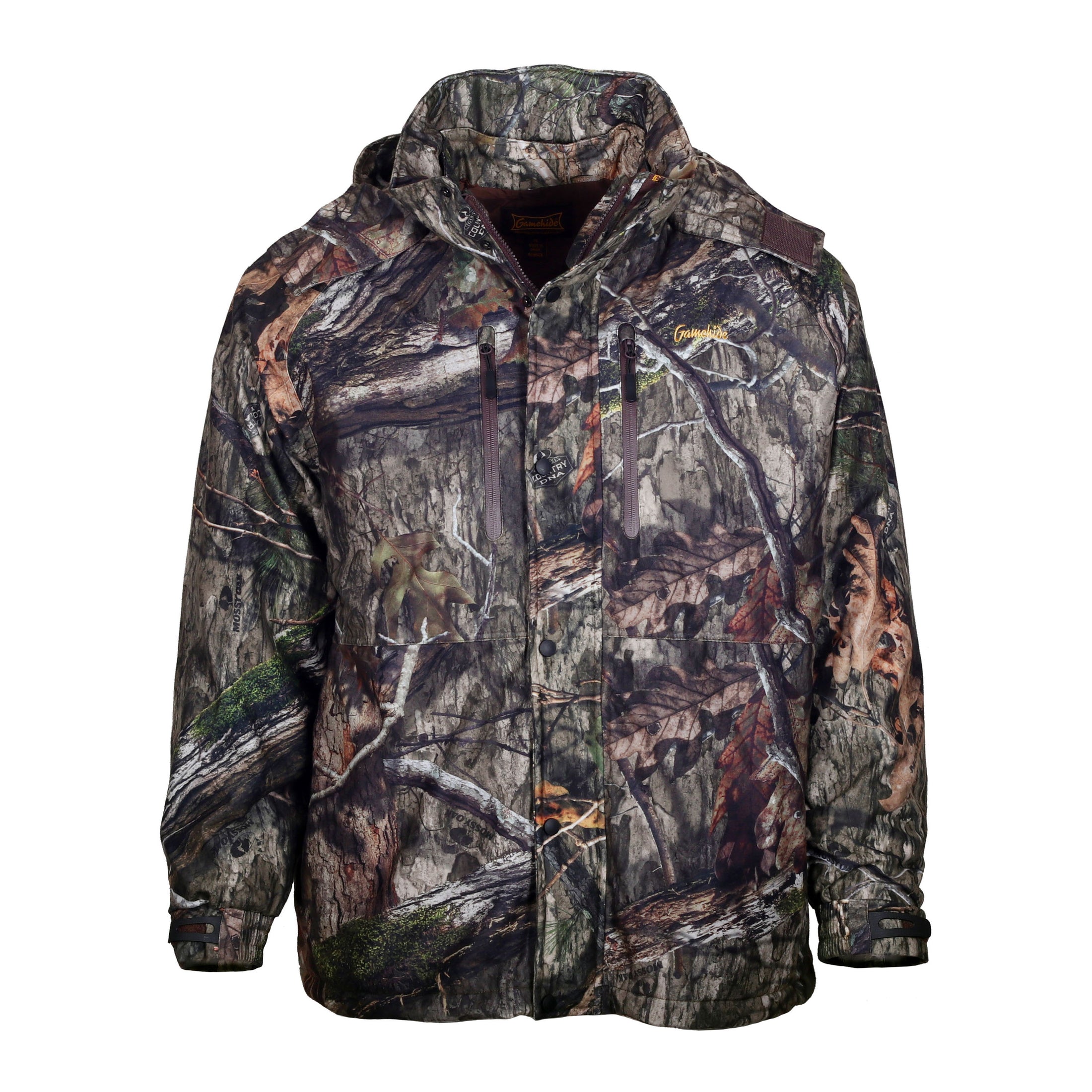 gamehide wild systems parka front view (mossy oak dna)