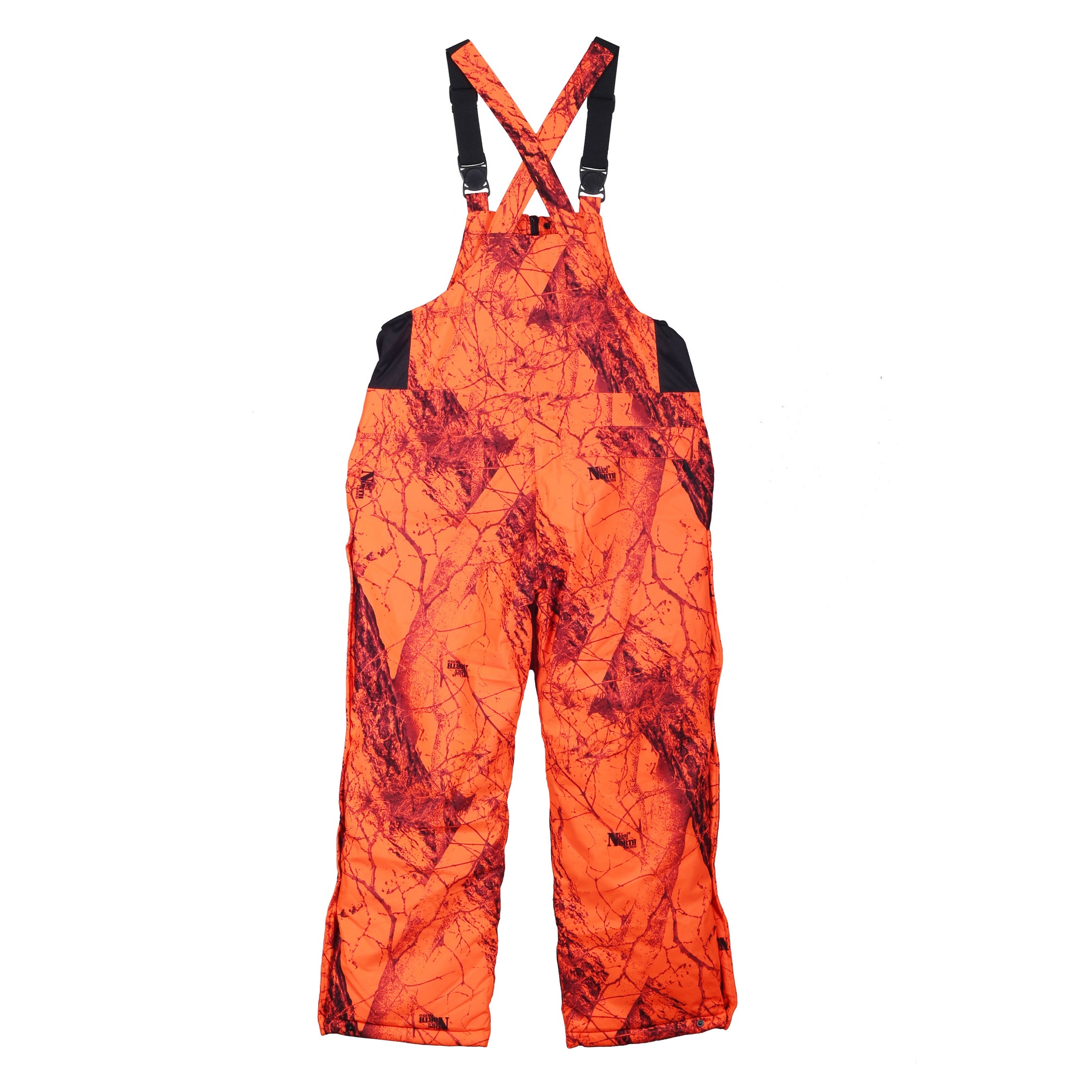 gamehide ridgeline bib back view (naked north blaze orange camo)