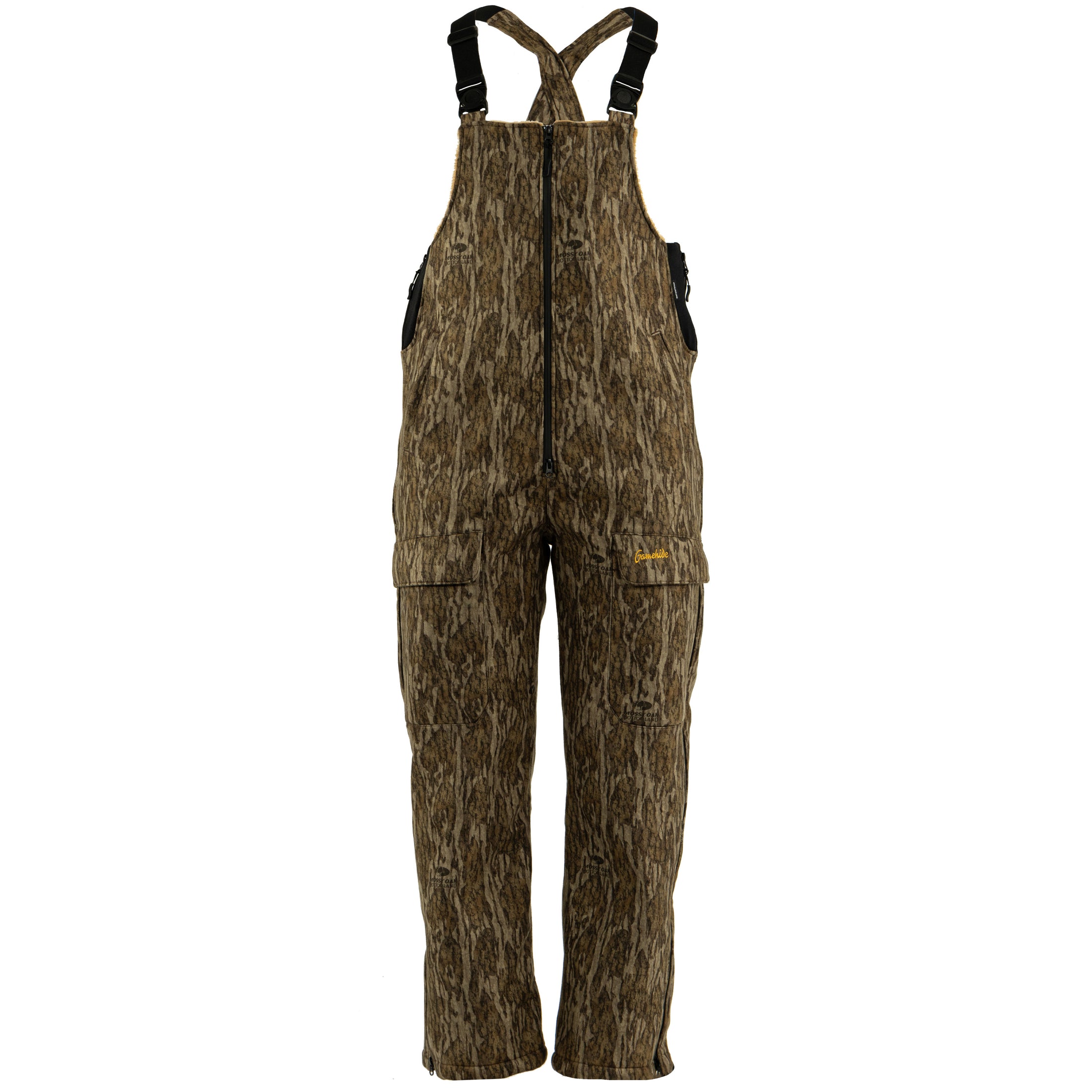 Gamehide whitetail bib front view (mossy oak new bottomland)