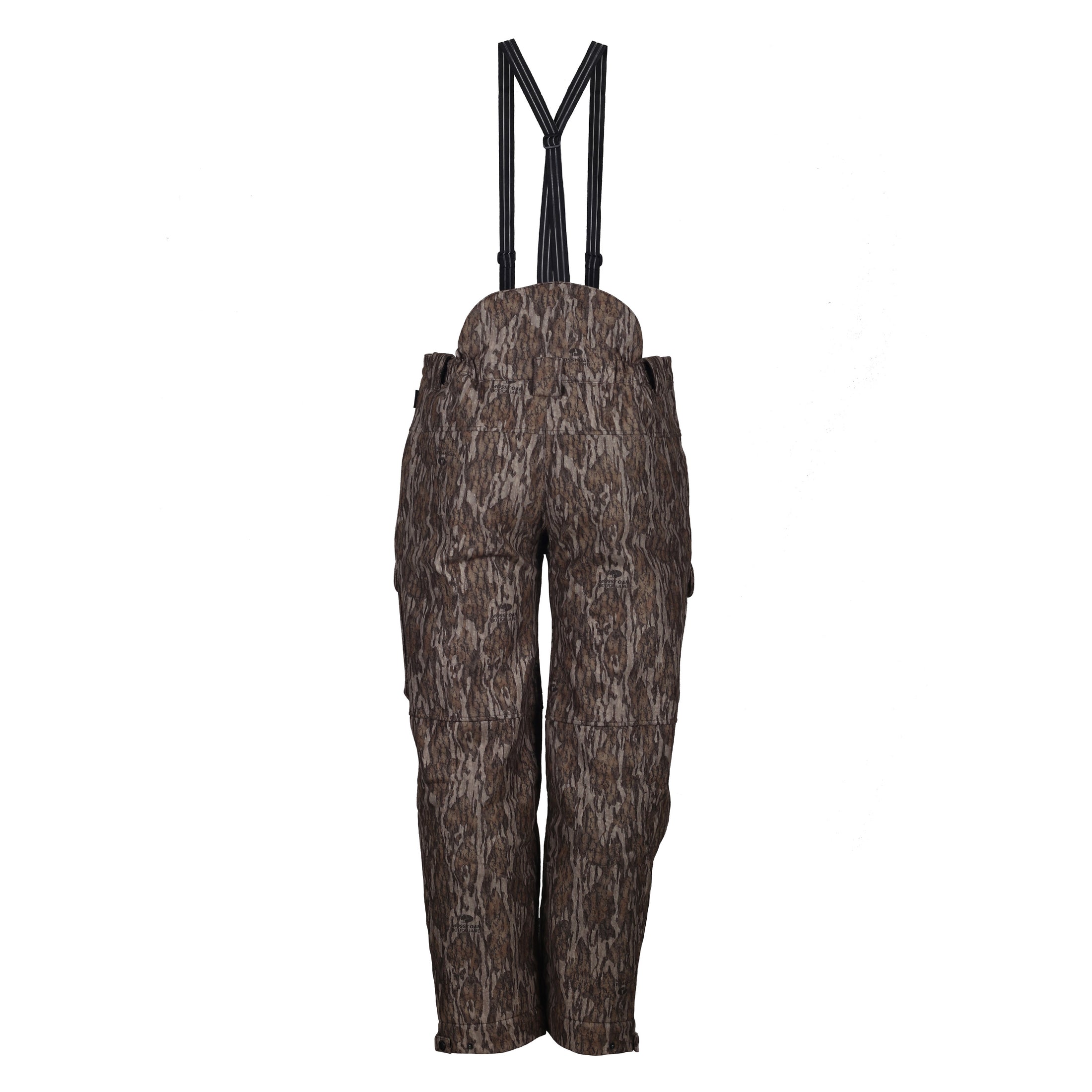 gamehide whitetail pant/bib back view (mossy oak new bottomland)