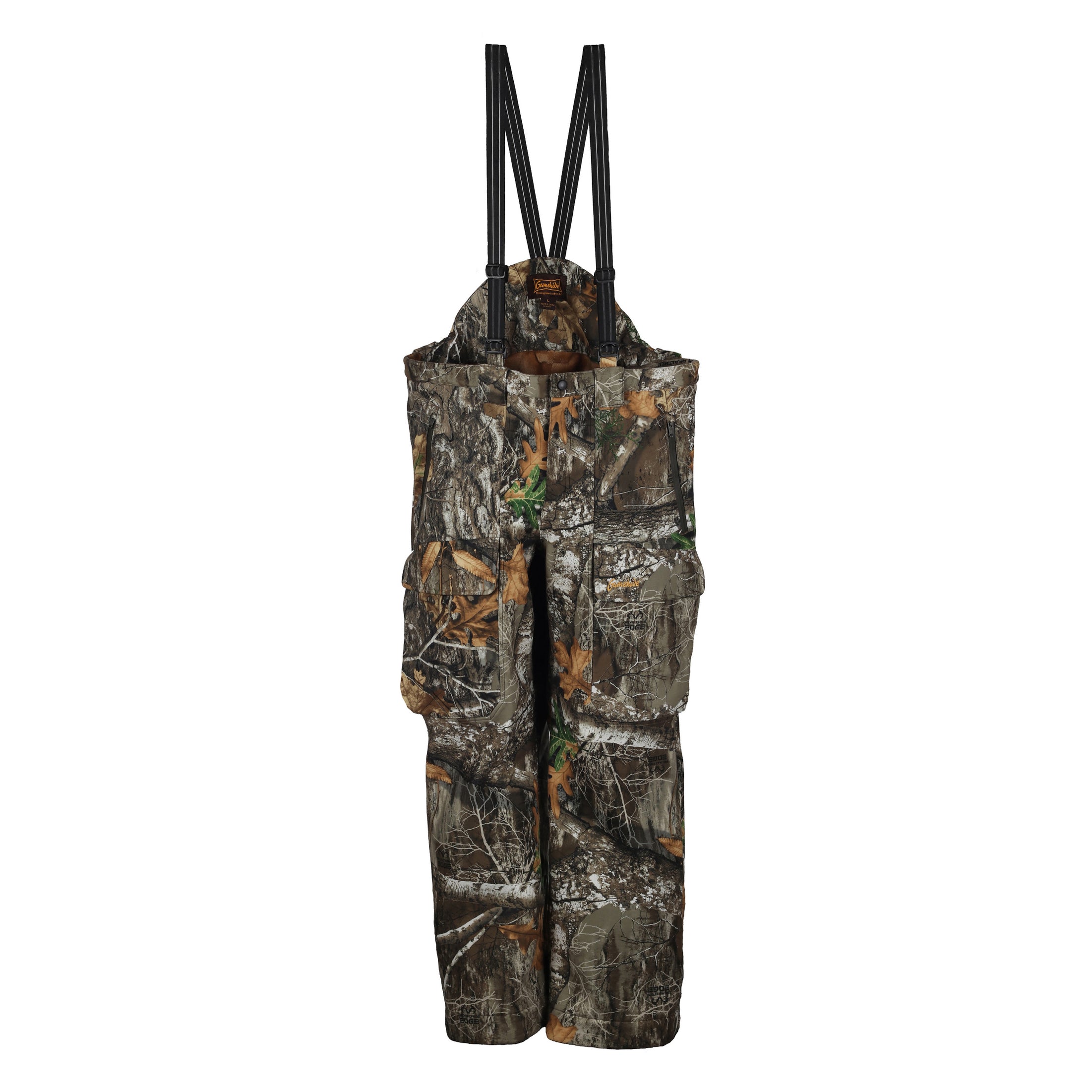gamehide whitetail pant/bib front  view (realtree edge)