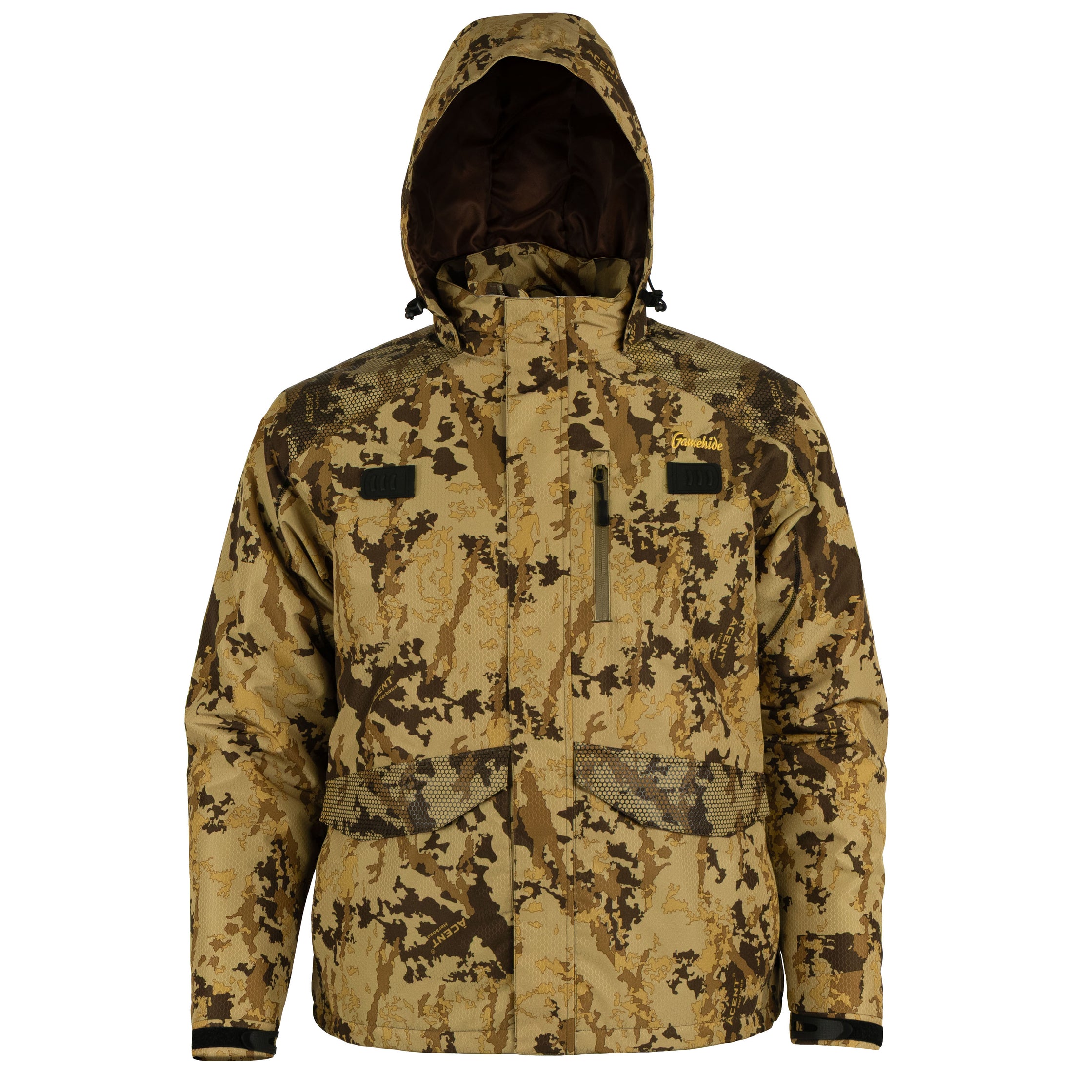 gamehide slough creek jacket front view (acent herbosa)