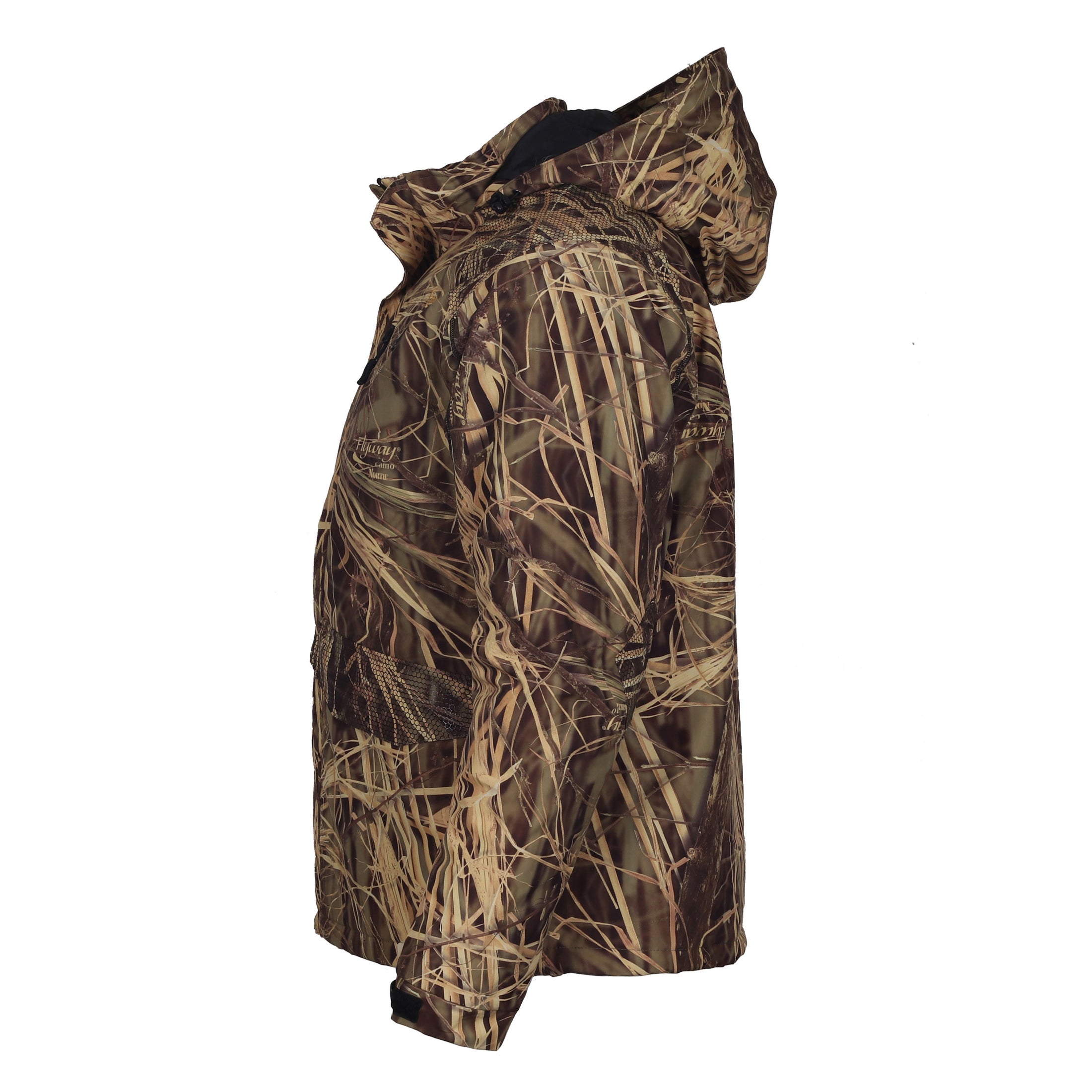 gamehide slough creek jacket back view (flyway camo)