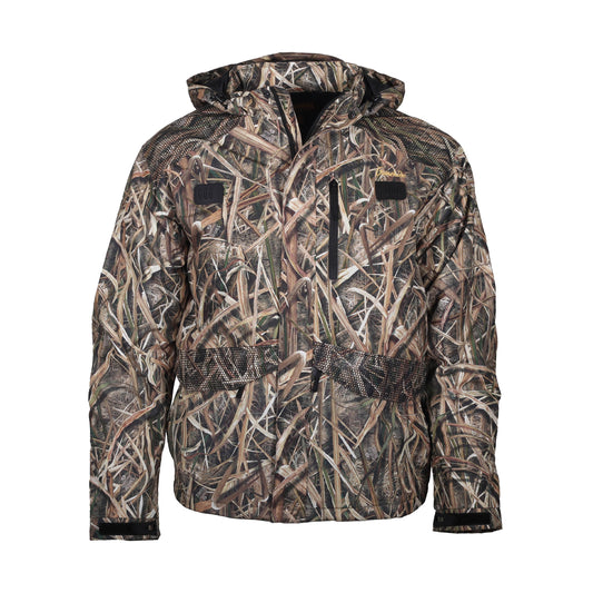 gamehide slough creek jacket back view (mossy oak shadow grass blades)