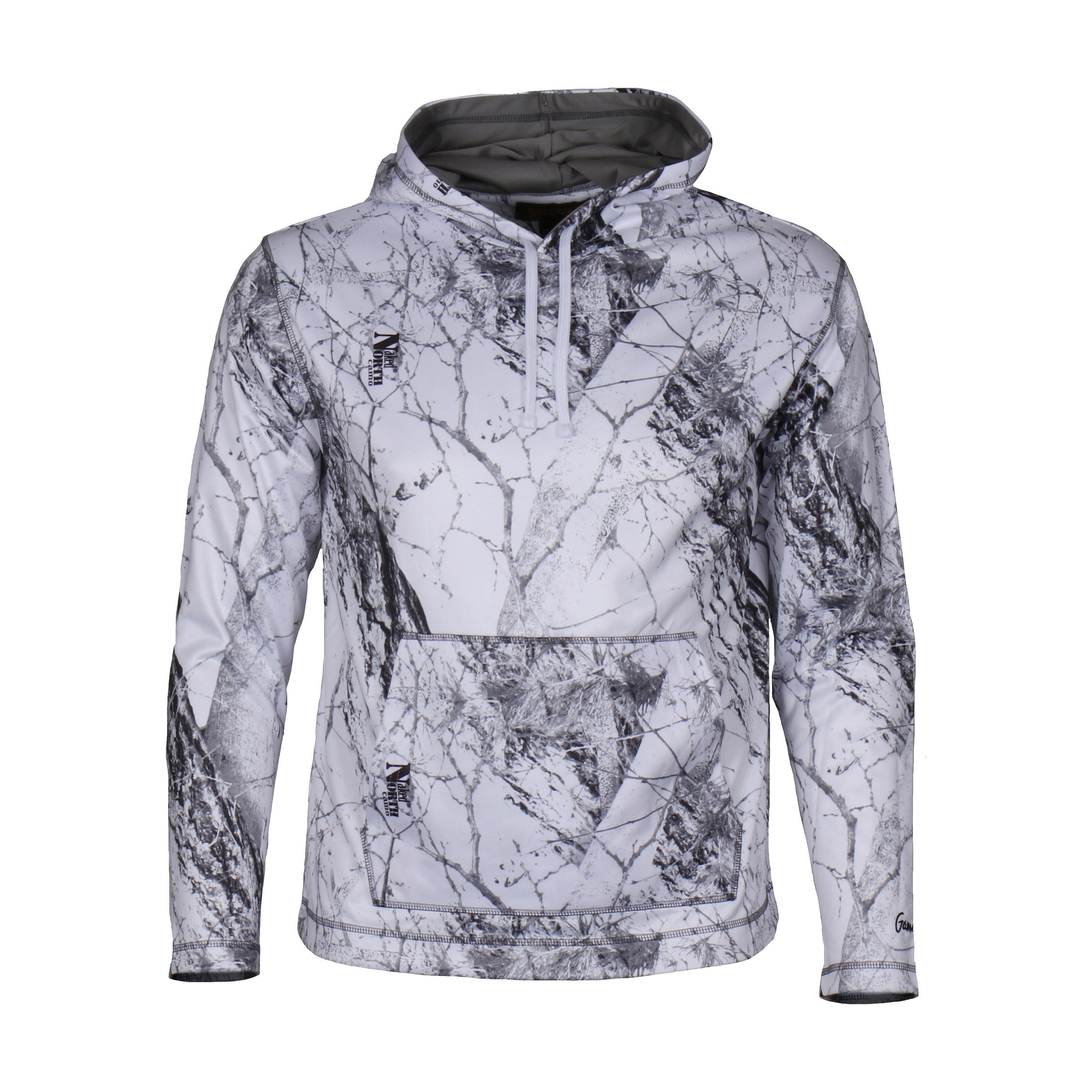 gamehide Performance Fleece Hoodie front (naked north snow camo)