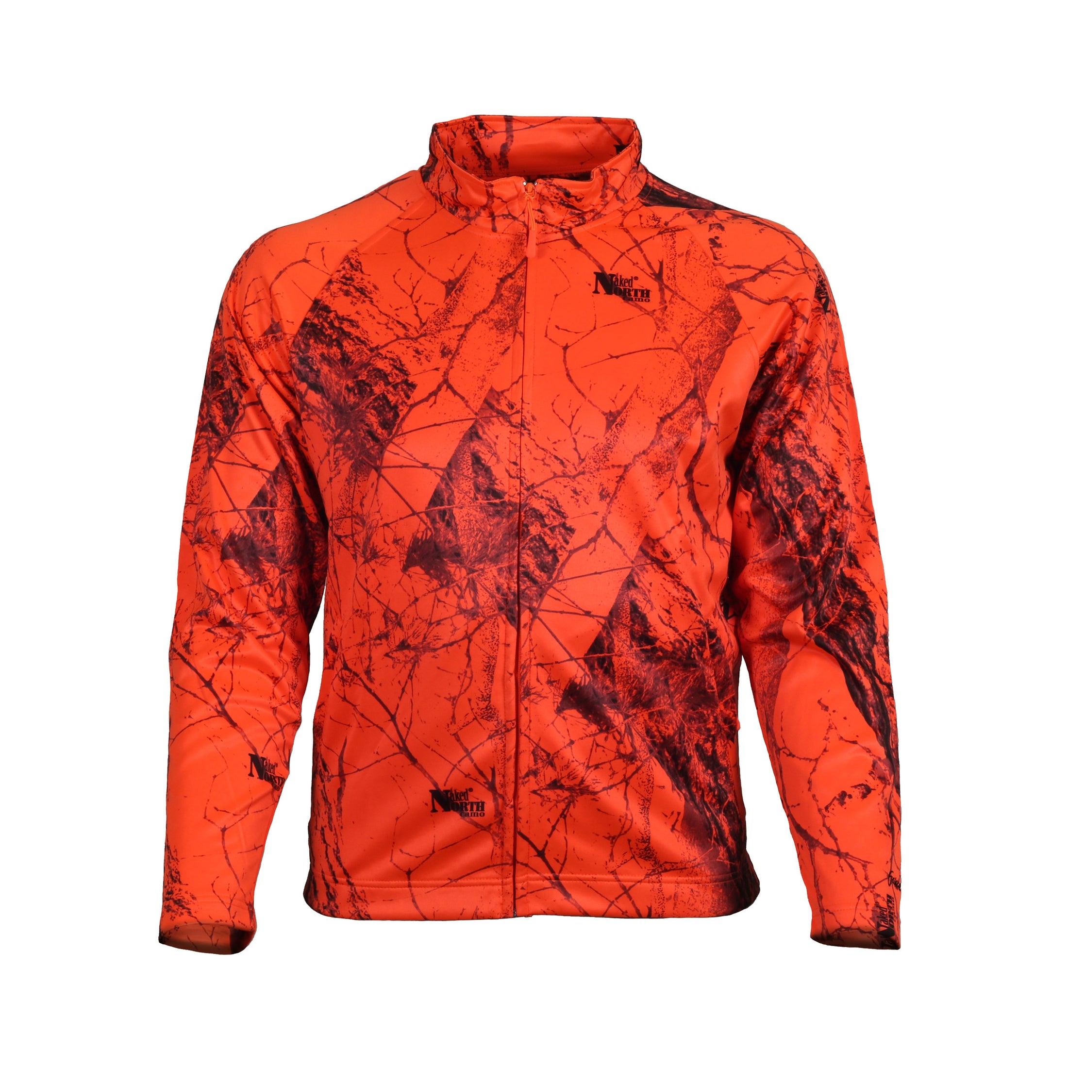 gamehide Hunt Camp Fleece Jacket front (naked north blaze orange camo)