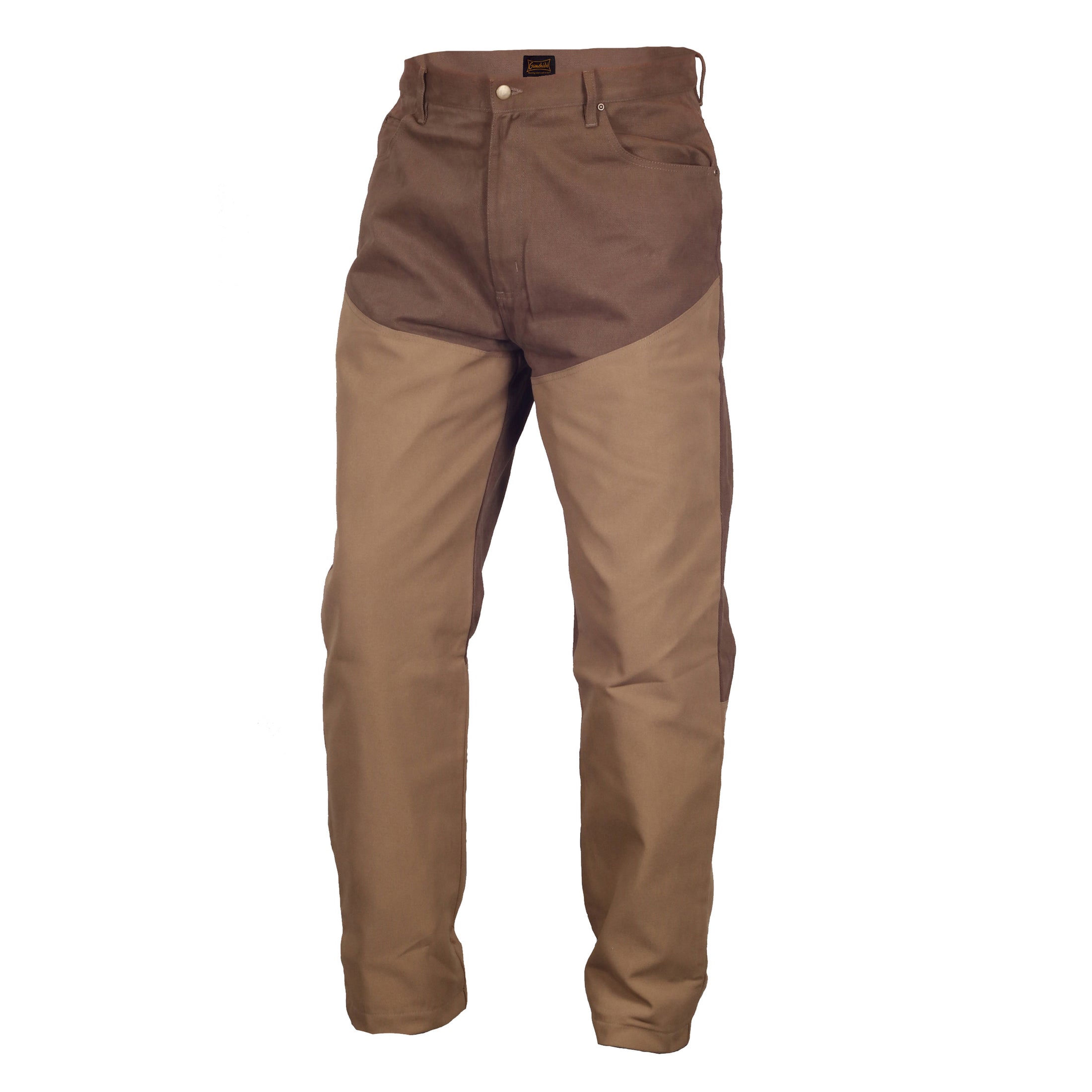 gamehide woodsman upland hunting jeans front view (dark brown)