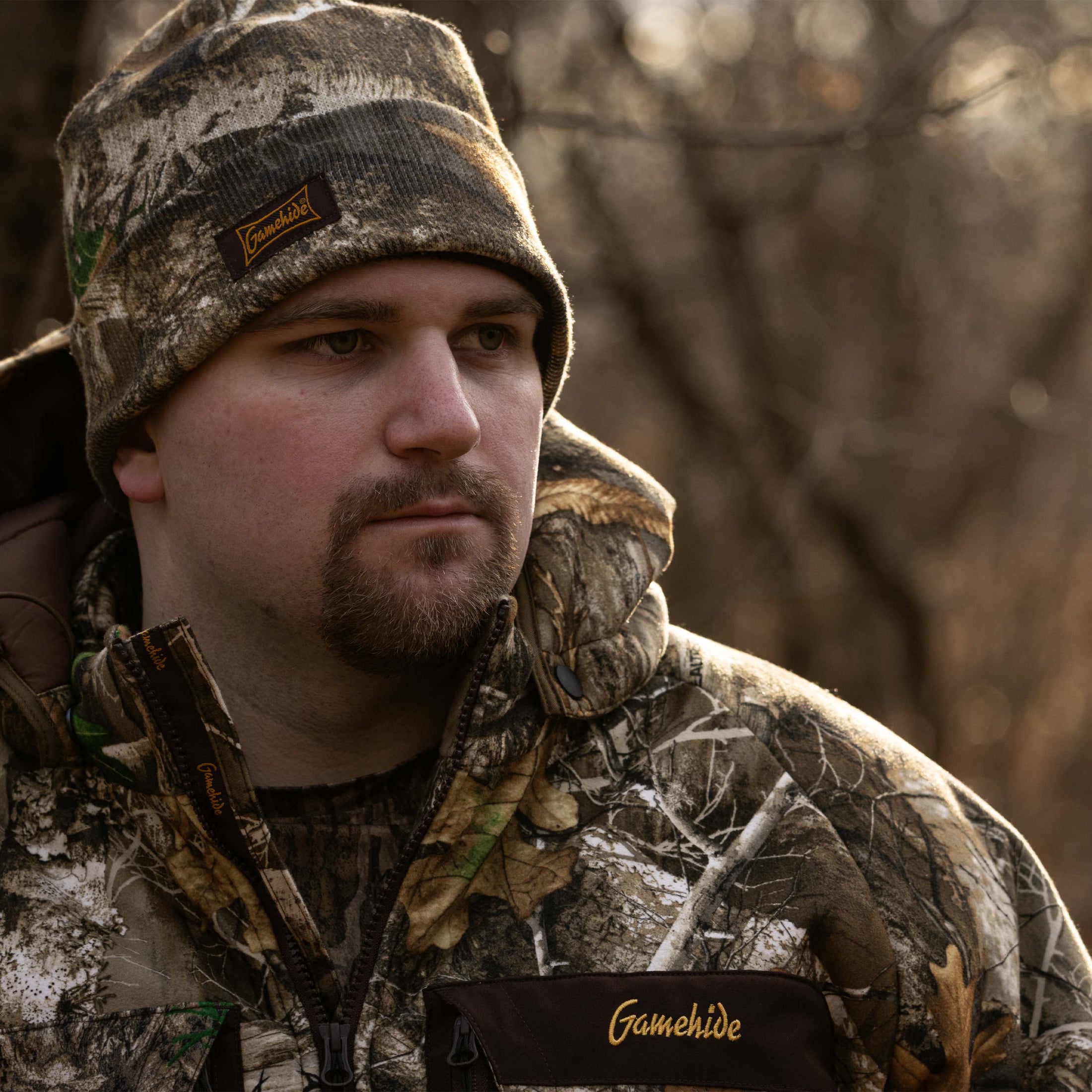 Cold weather parka hunting collar view