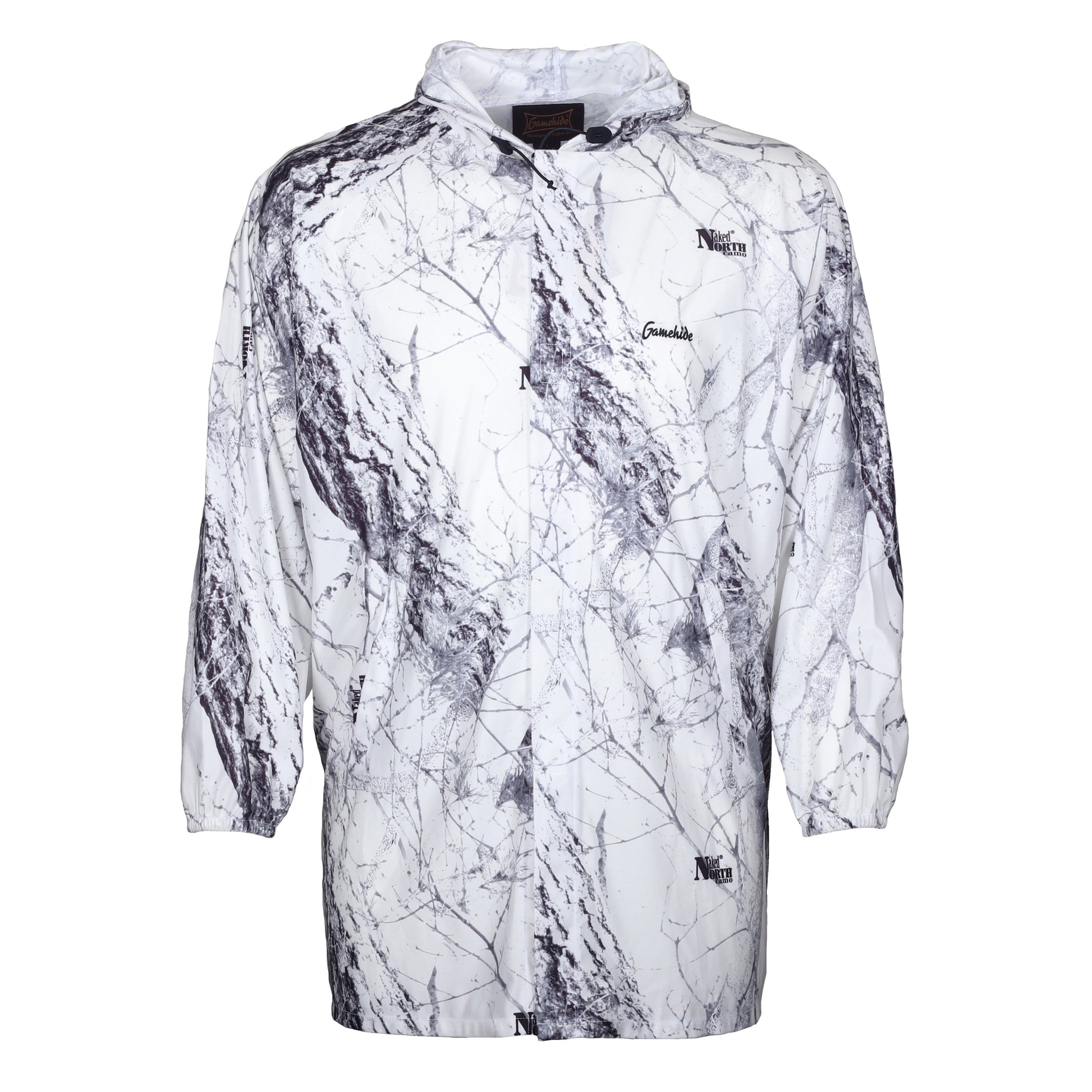 Gamehide Ambush Jacket front (naked north snow camo)