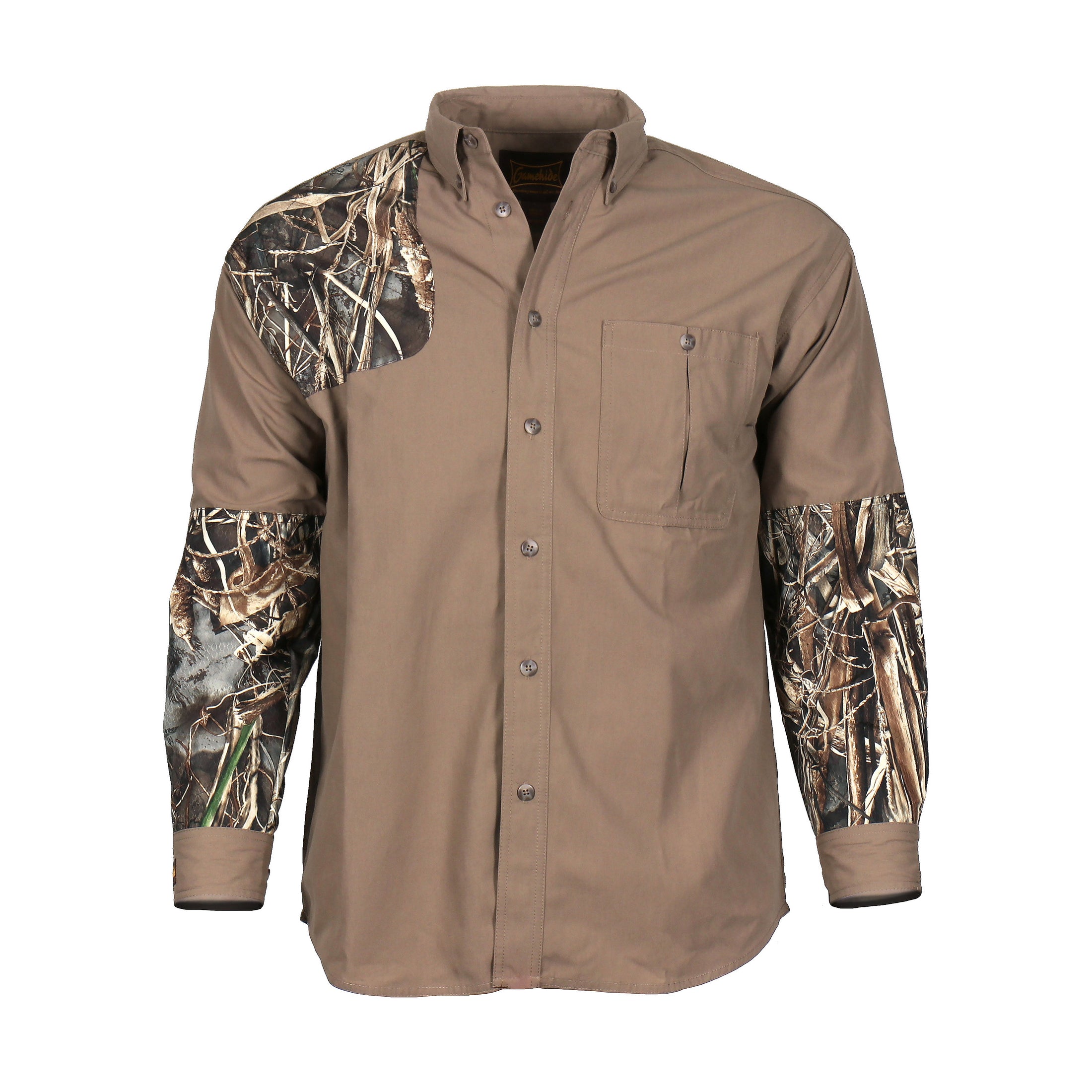 gamehide upland shooting shirt (tan/realtree max 7)