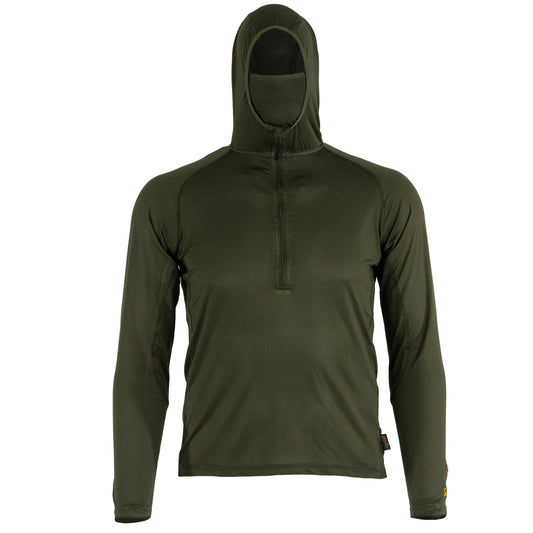 ElimiTick AeroFlex Tick Repelling Lightweight Stretch Hoodie Front mask - (mossy oak new bottomland)