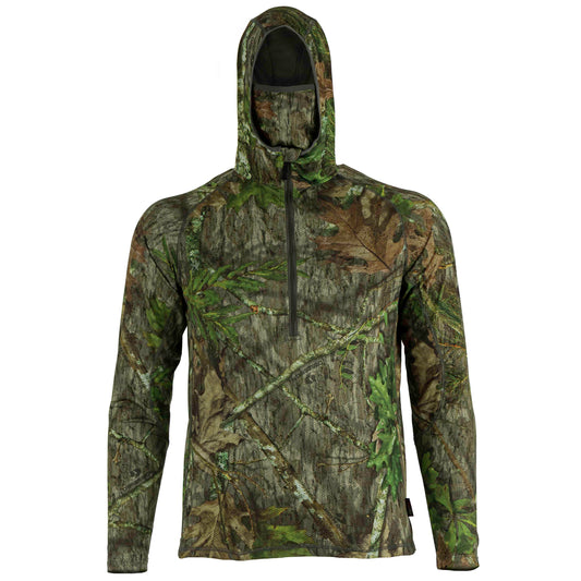 ElimiTick AeroFlex Tick Repelling Lightweight Stretch Hoodie Front mask - (mossy oak new bottomland)