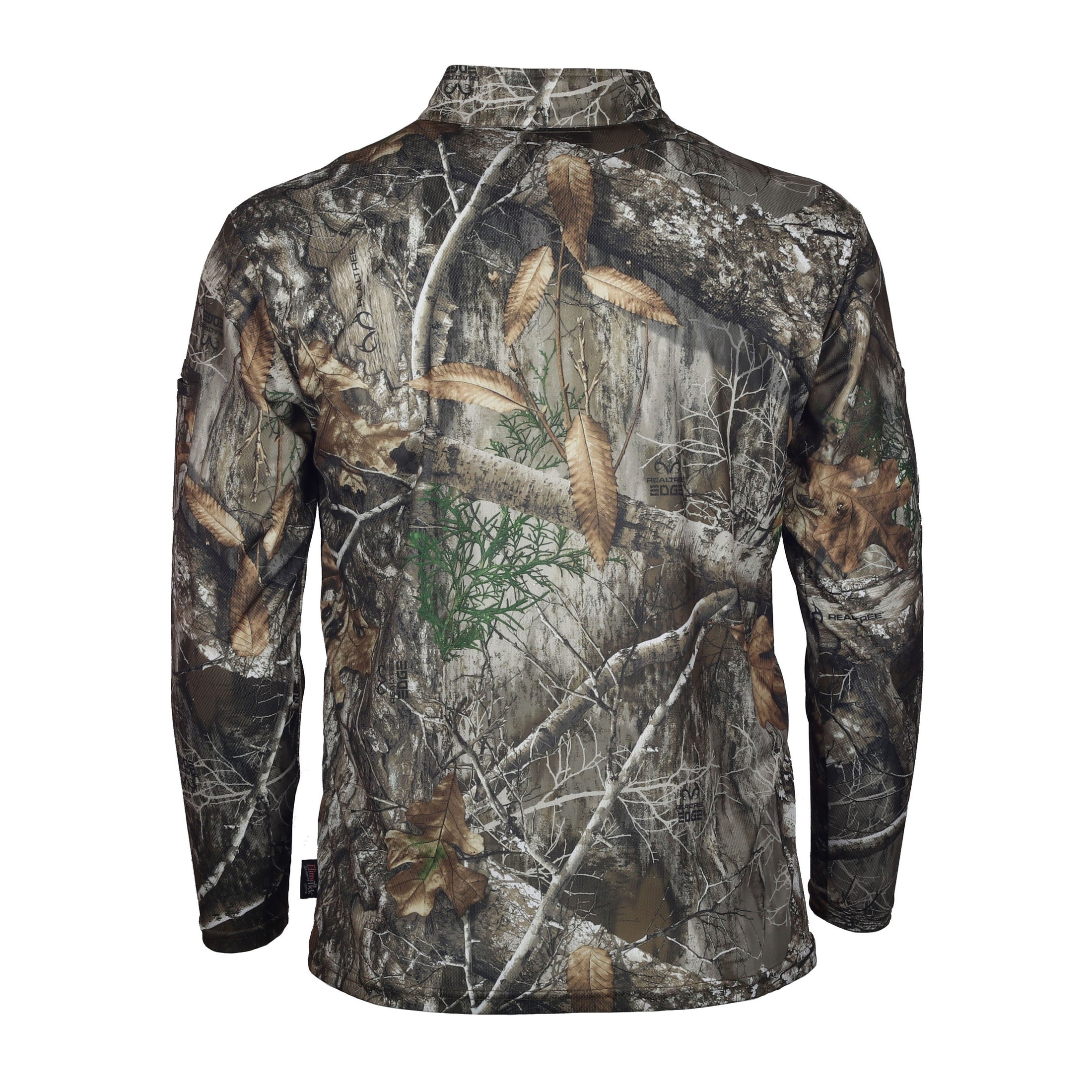 gamehide ElimiTick Tactical Style Quarter Zip Long Sleeve Shirt back (realtree edge)