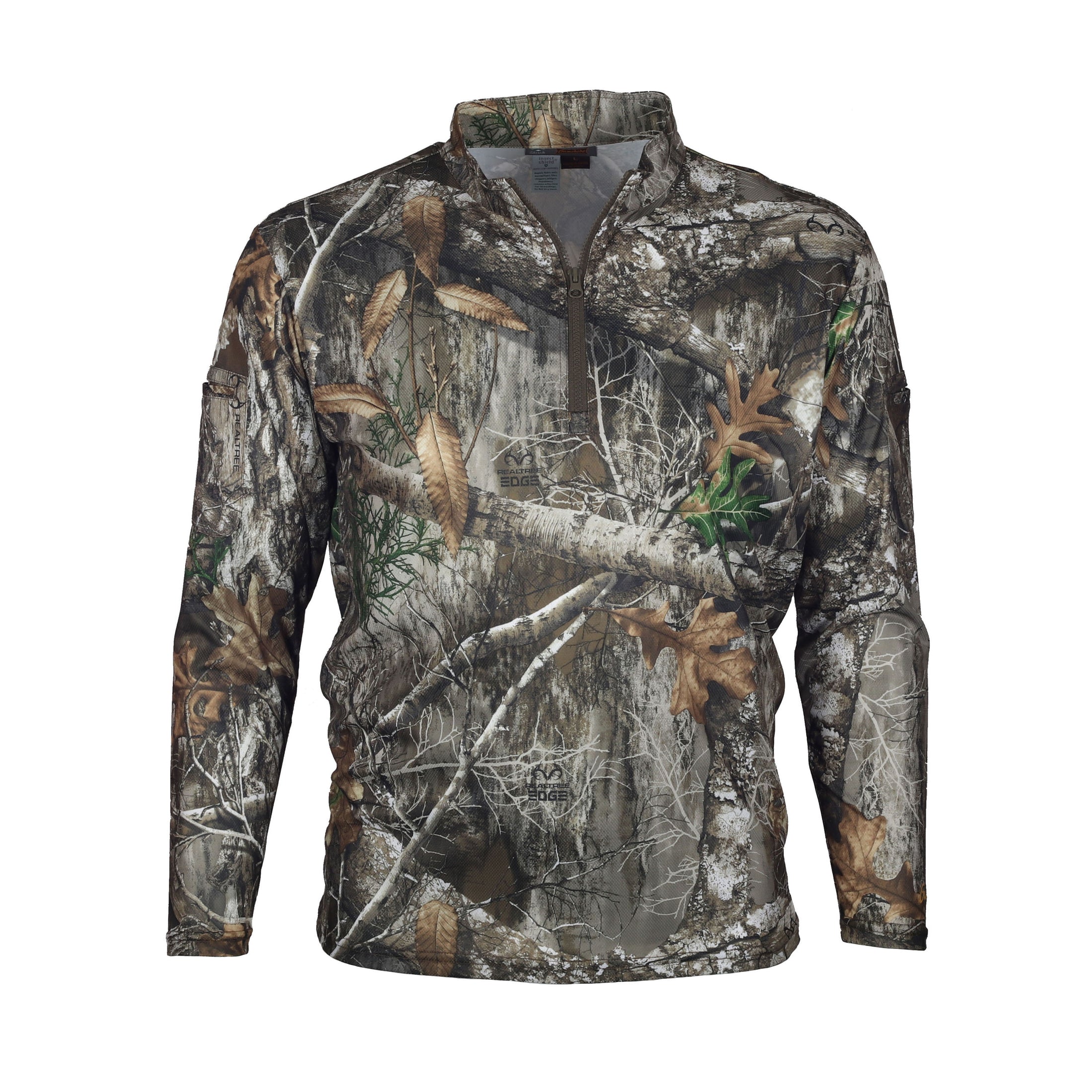 gamehide ElimiTick Tactical Style Quarter Zip Long Sleeve Shirt front (realtree edge)