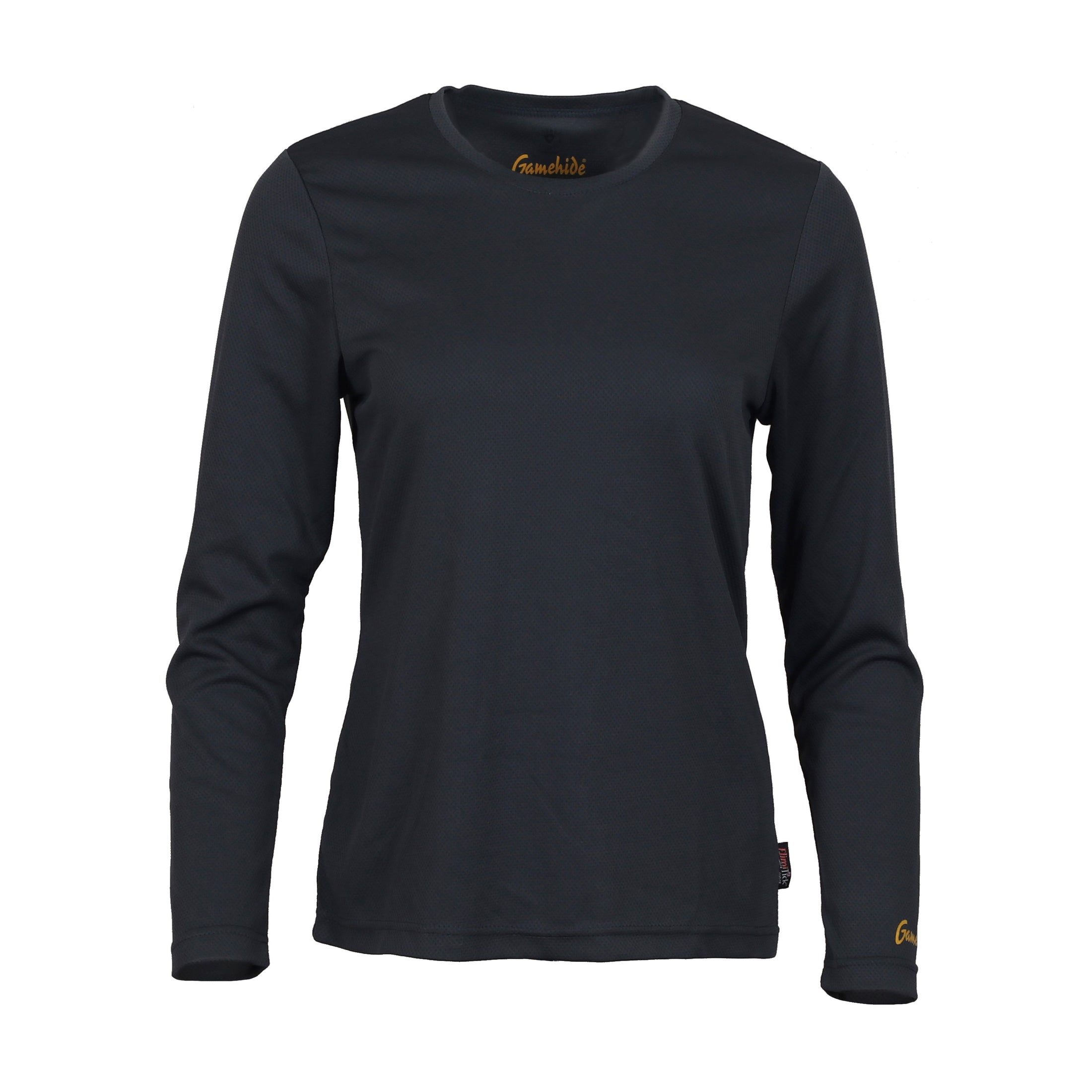 gamehide elimitick womens long sleeve shirt front view (charcoal)