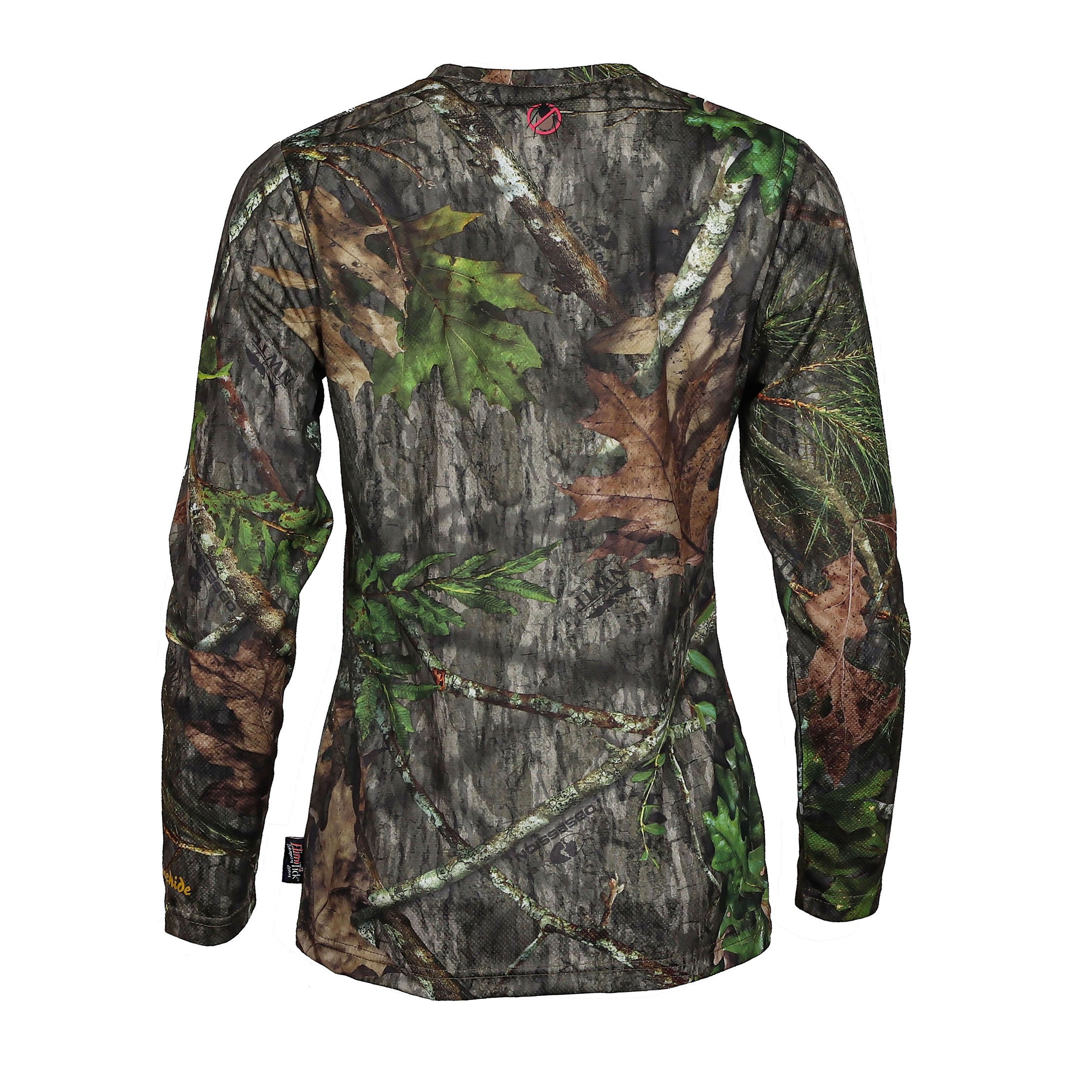 gamehide elimitick womens long sleeve shirt back view (mossy oak obsession)