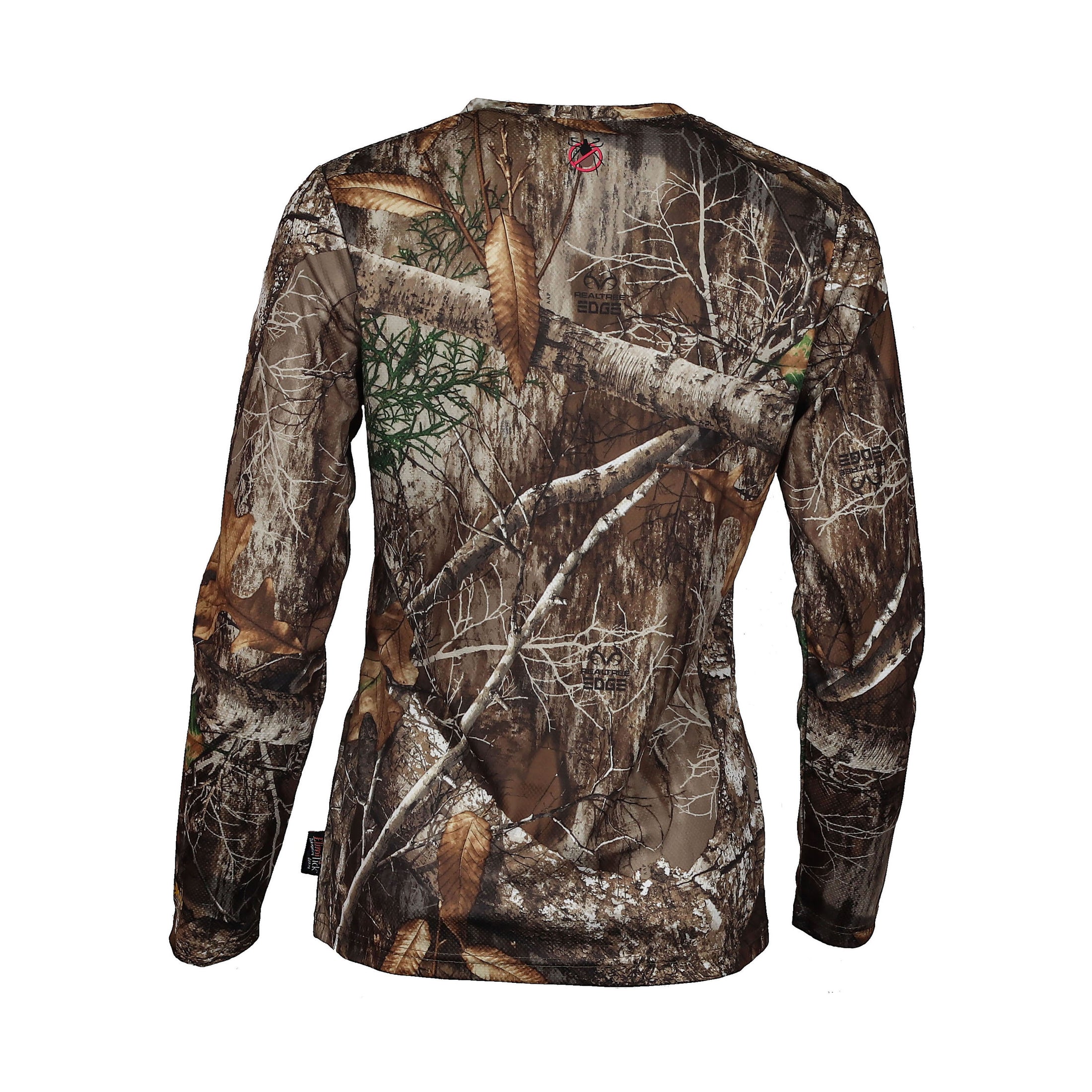 gamehide elimitick womens long sleeve shirt back view (realtree edge)