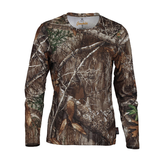 gamehide elimitick womens long sleeve shirt front view (realtree edge)