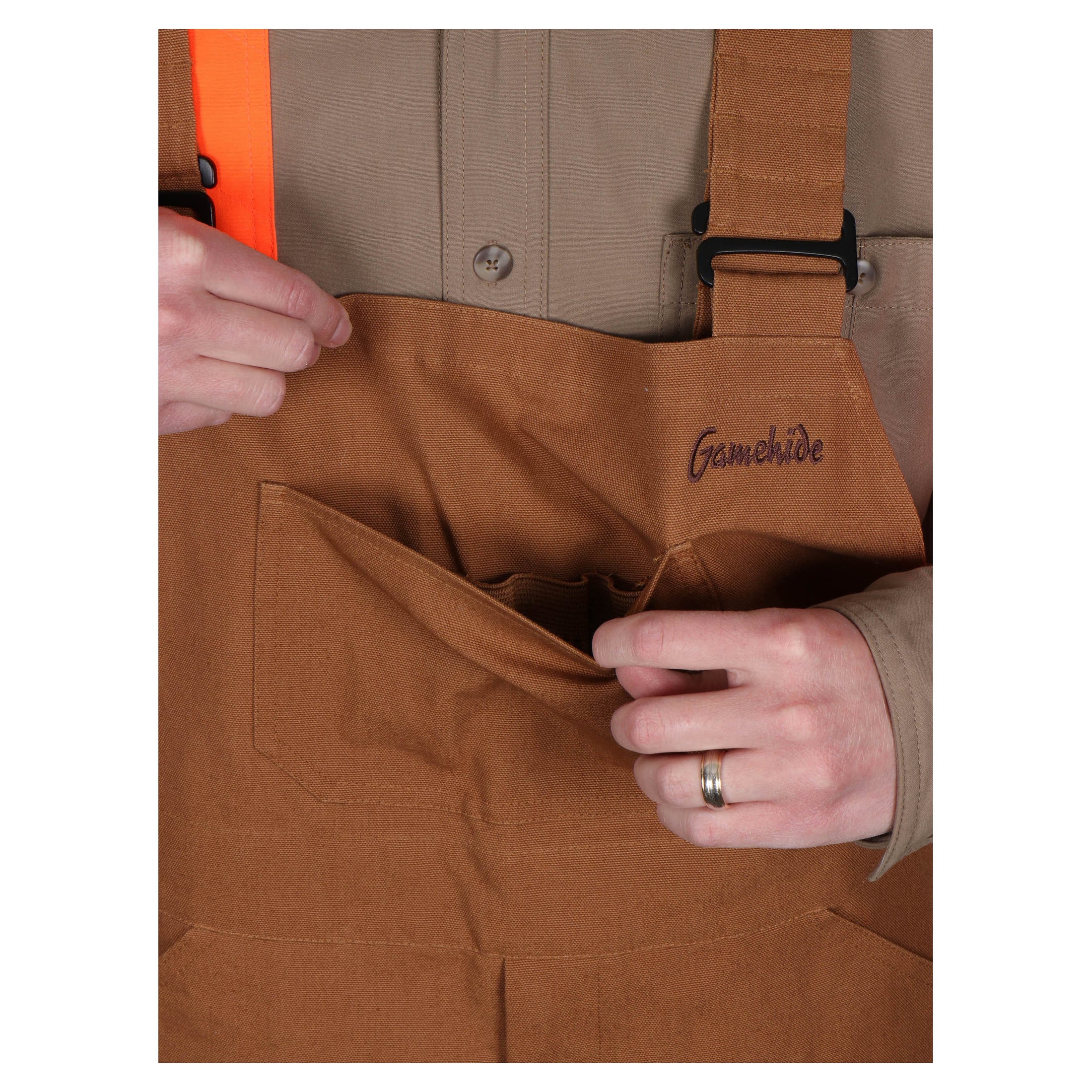 gamehide Briar Buster Upland Bib front pocket