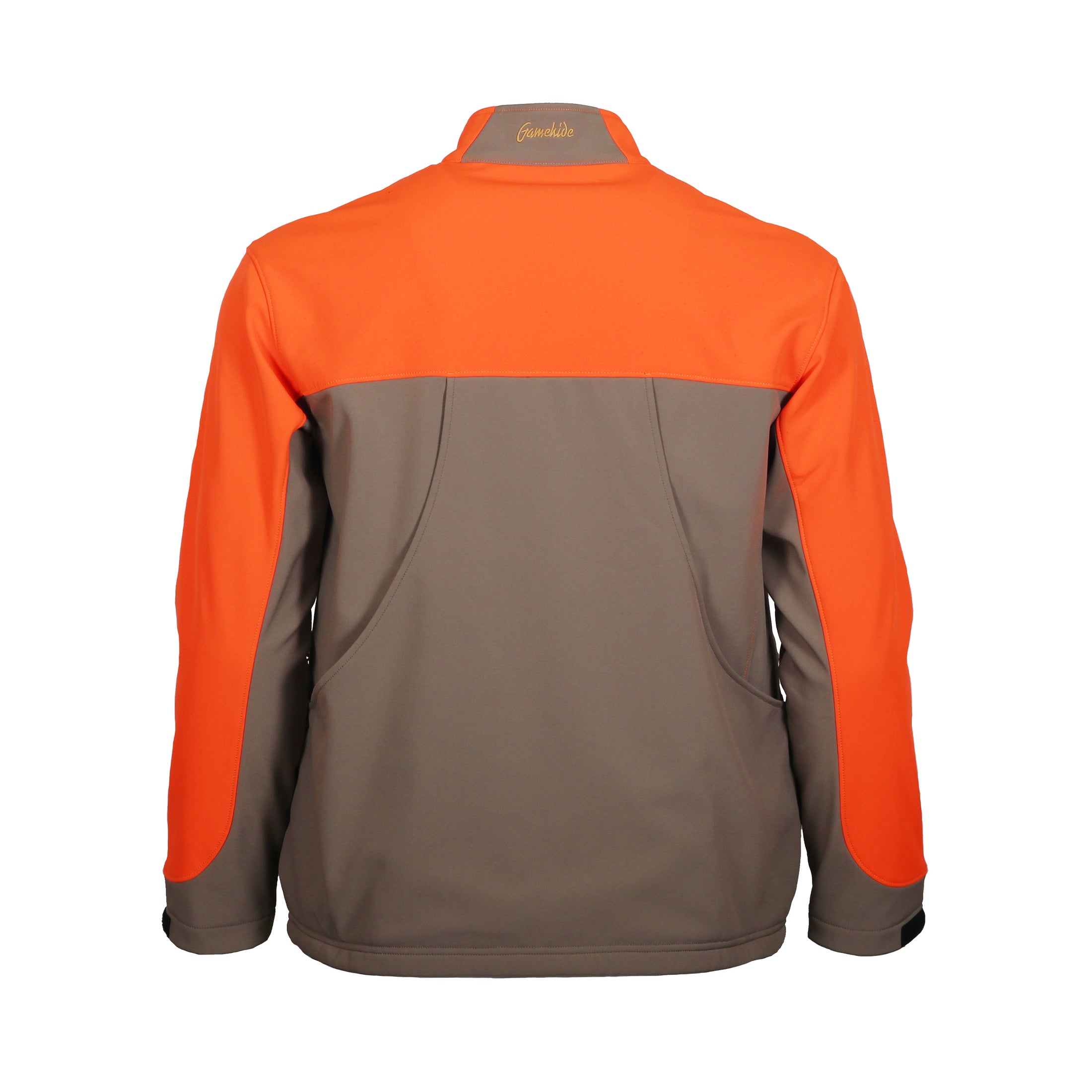 gamehdie Fenceline Upland Hunting Jacket back (tan/blaze orange)