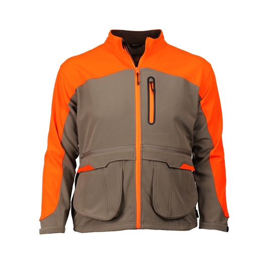 gamehdie Fenceline Upland Hunting Jacket front (tan/blaze orange)