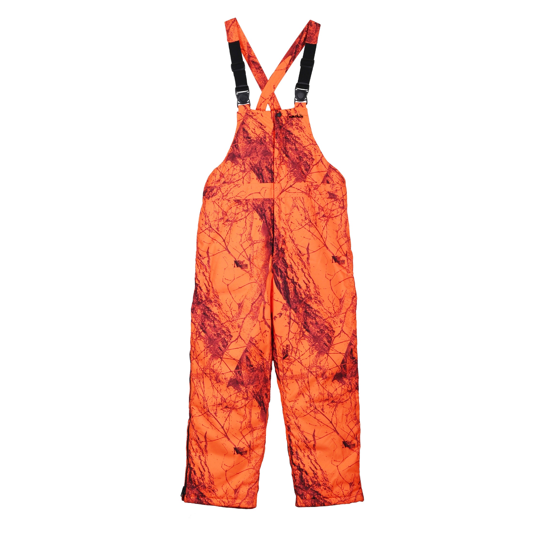 gamehide Deerhunter Bib front (naked north blaze orange camo)