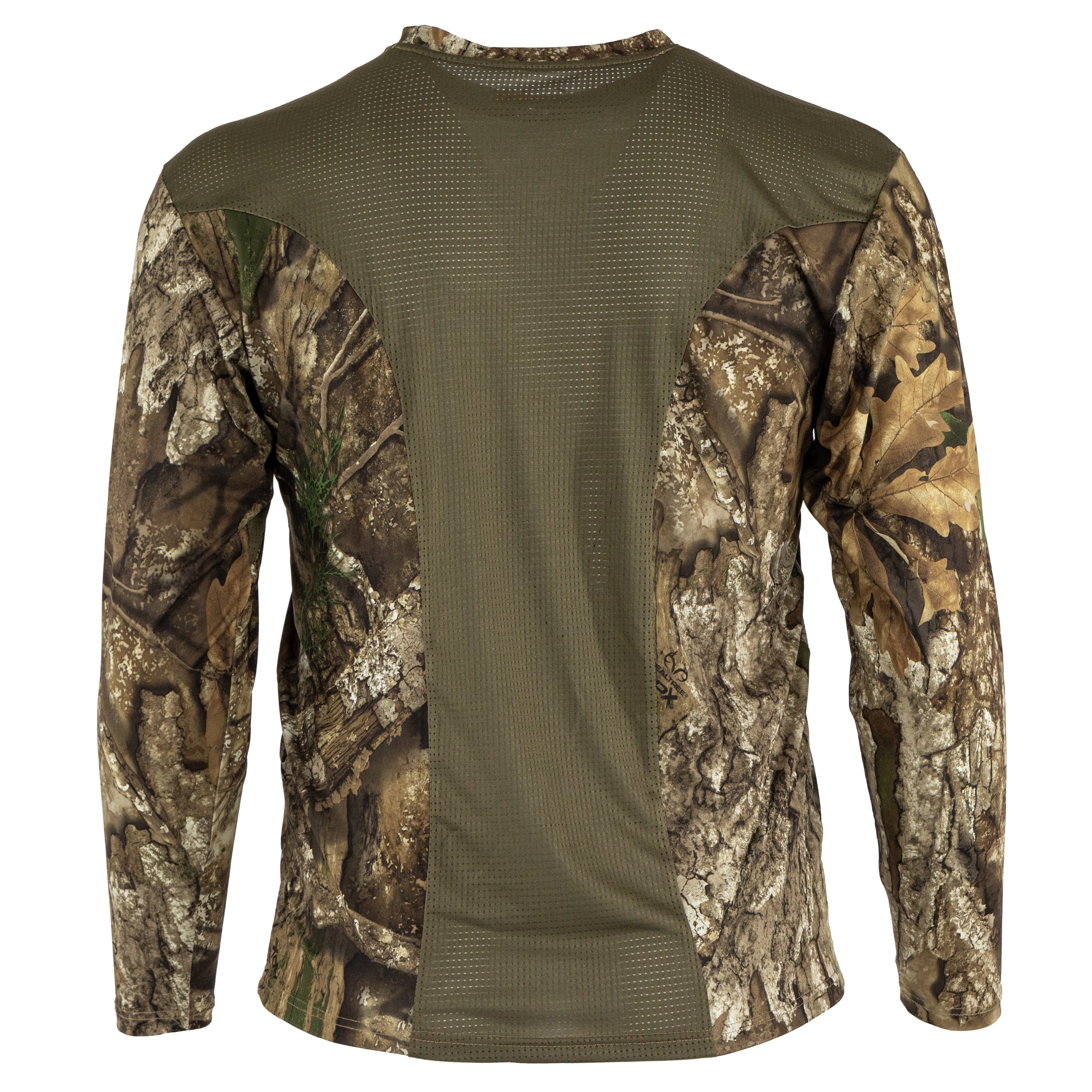 gamehide rapid wick long sleeve tee back view (realtree apx)