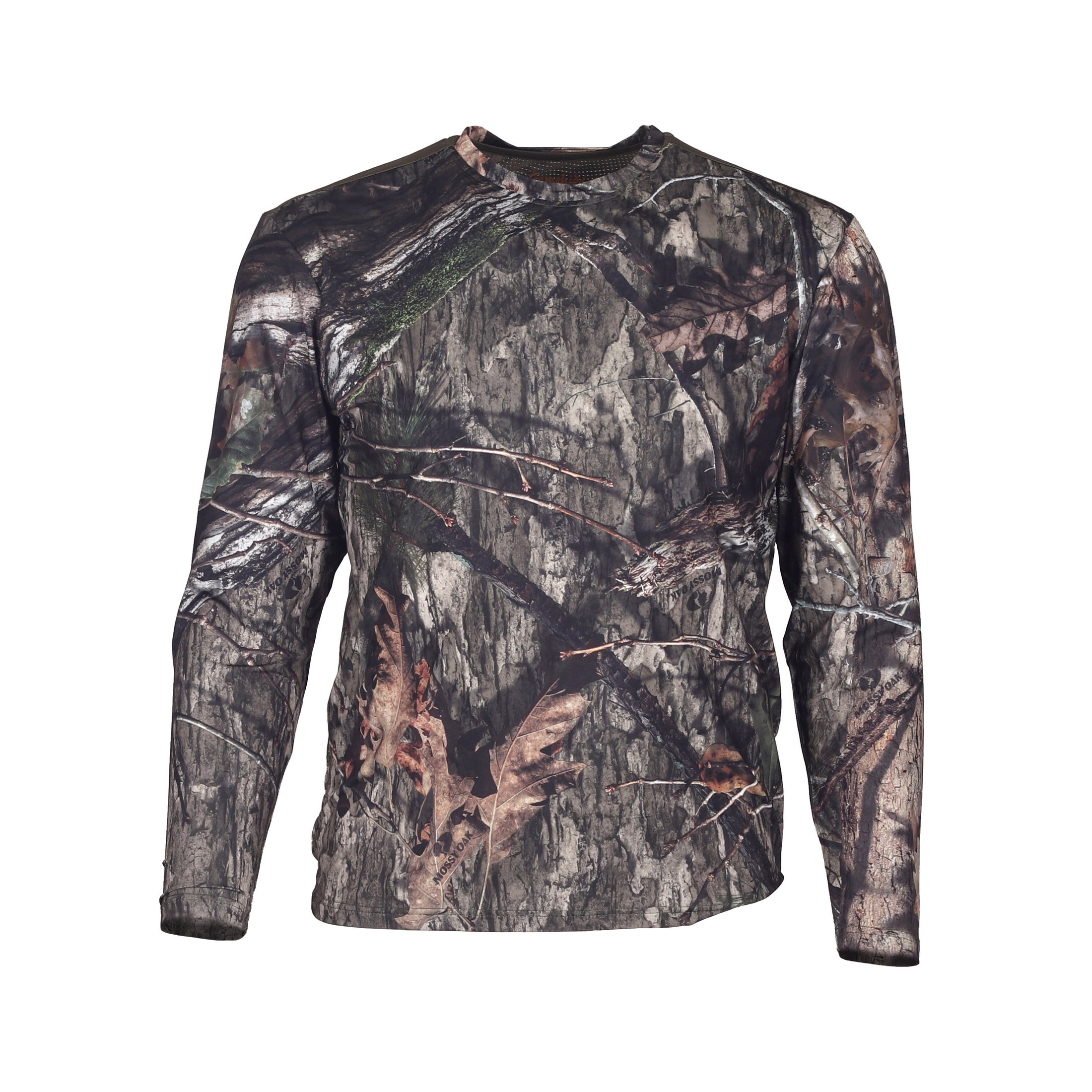 gamehide rapid wick long sleeve tee front view (mossy oak dna)