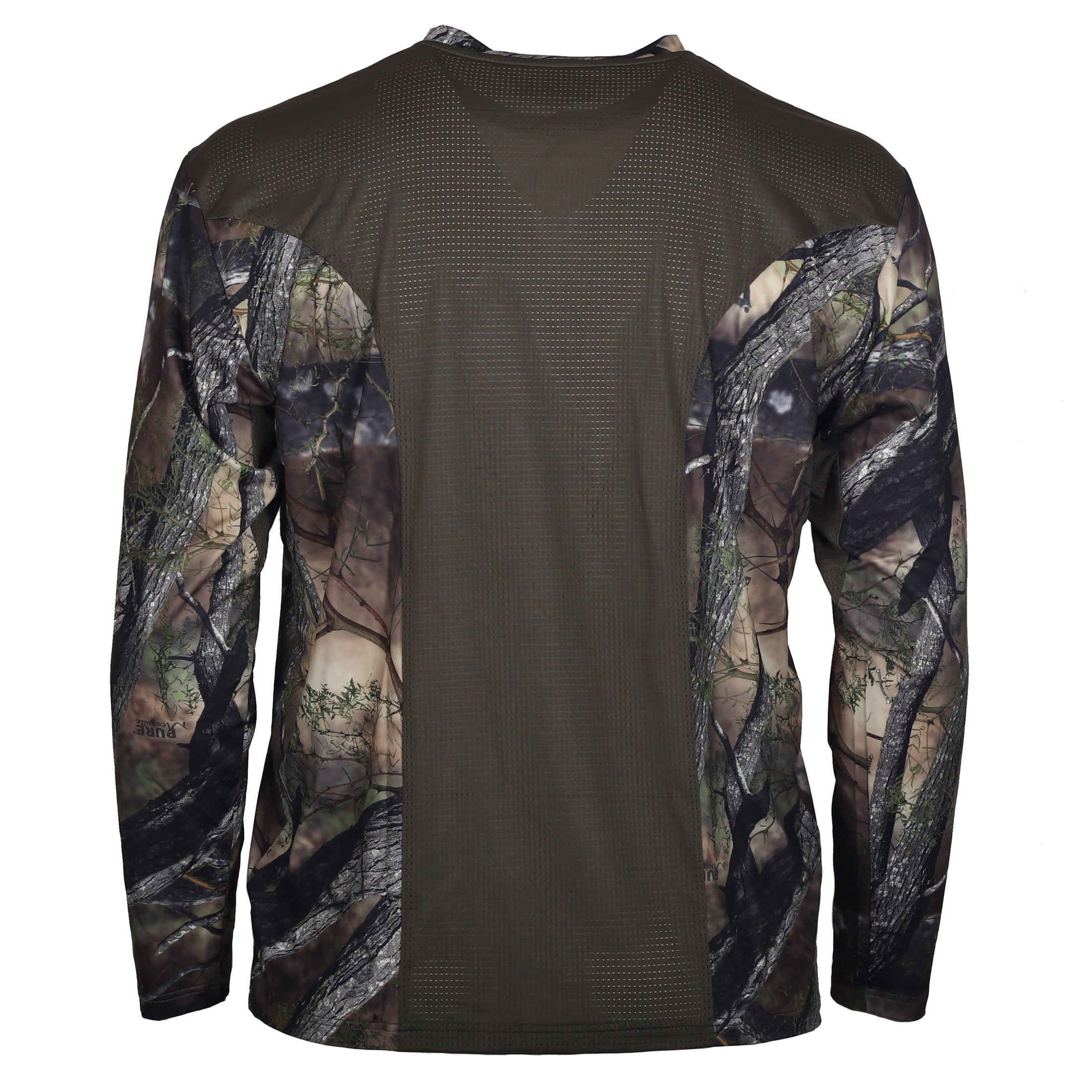 gamehide rapid wick long sleeve tee back view (pure mesquite)