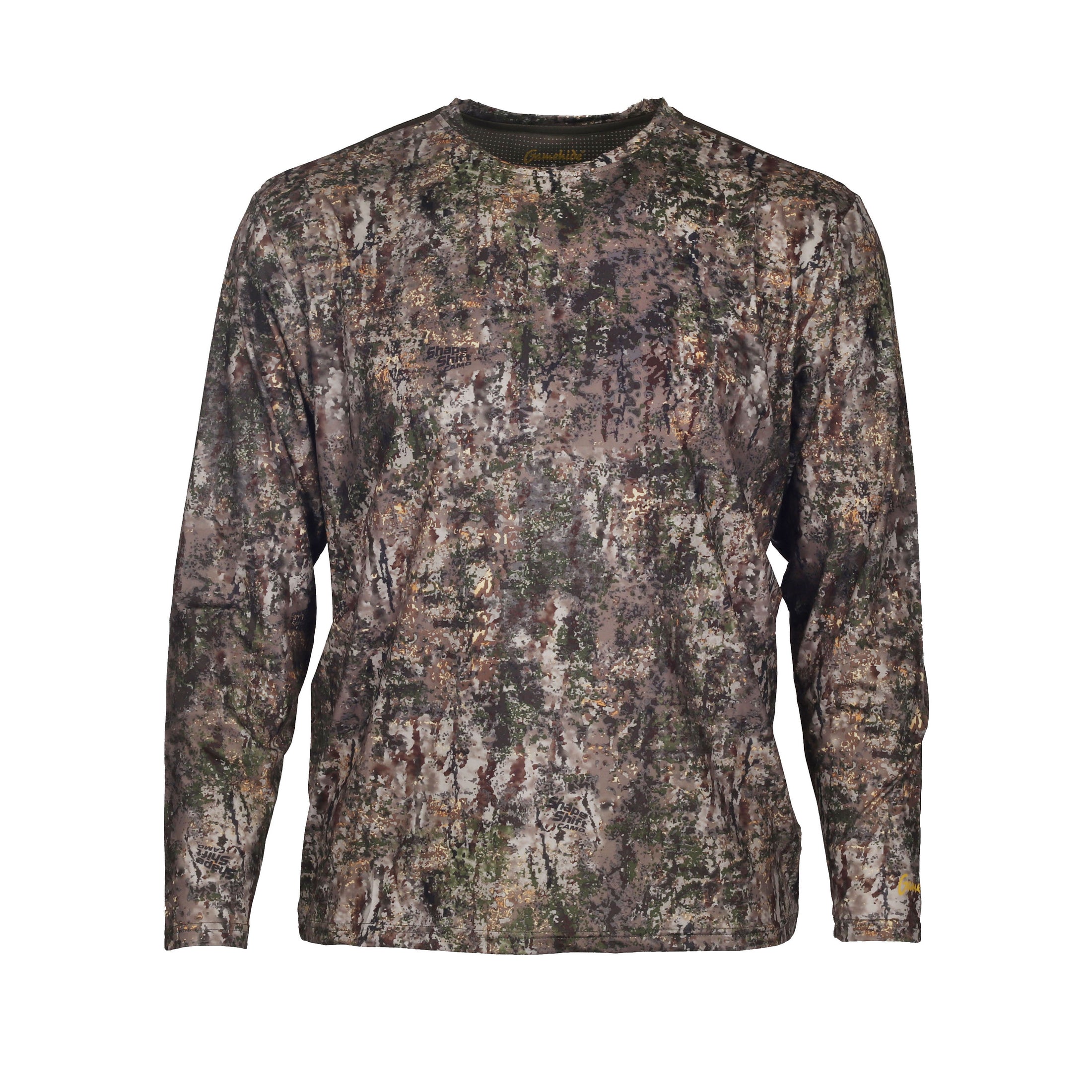 gamehide rapid wick long sleeve tee front view (shape shift)