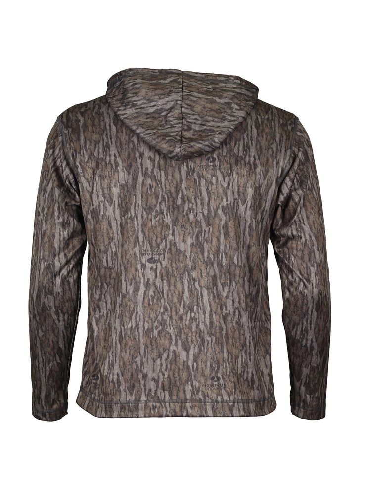 deer camp clothing performance hoodie in mossy oak new bottomlands camo
