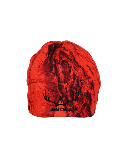 fleece lined skull cap - naked north blaze orange camo - deer camp clothing